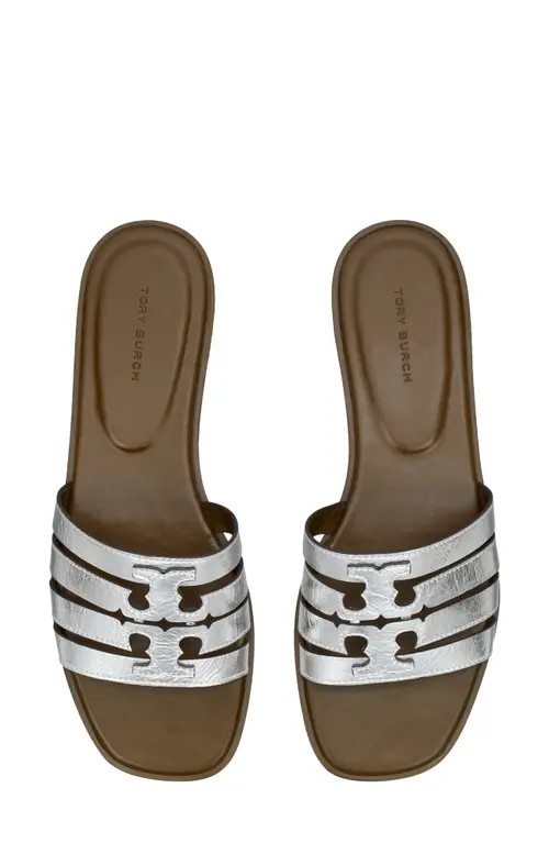 Tory Burch Ines Multistrap Sandal in Silver /Wild Mushroom at Nordstrom, Size 8 | Nordstrom