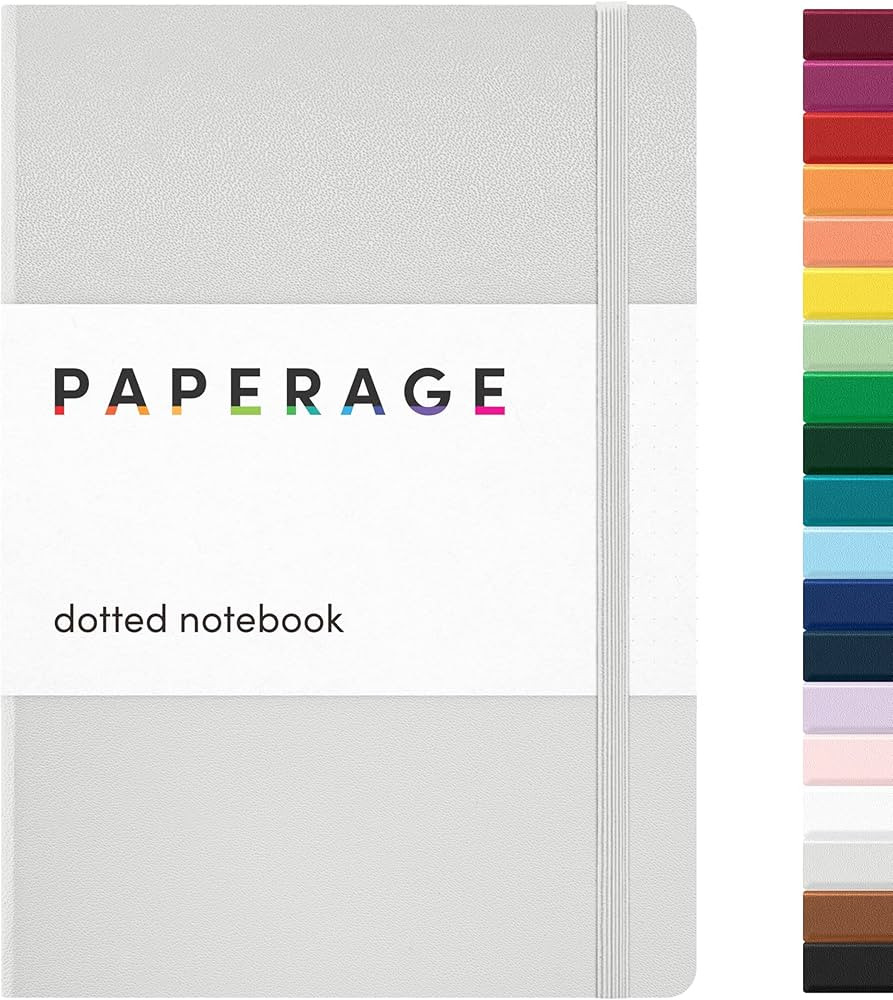PAPERAGE Dotted Journal Notebook, (Light Grey), 160 Pages, Medium 5.6 inches x 8 inches - 100 GSM... | Amazon (US)