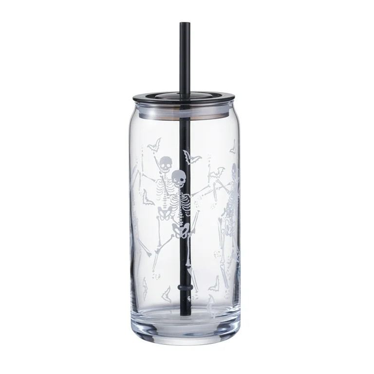 Way to Celebrate Glass 20oz Can Sipper Halloween Dancing Skeleton | Walmart (US)