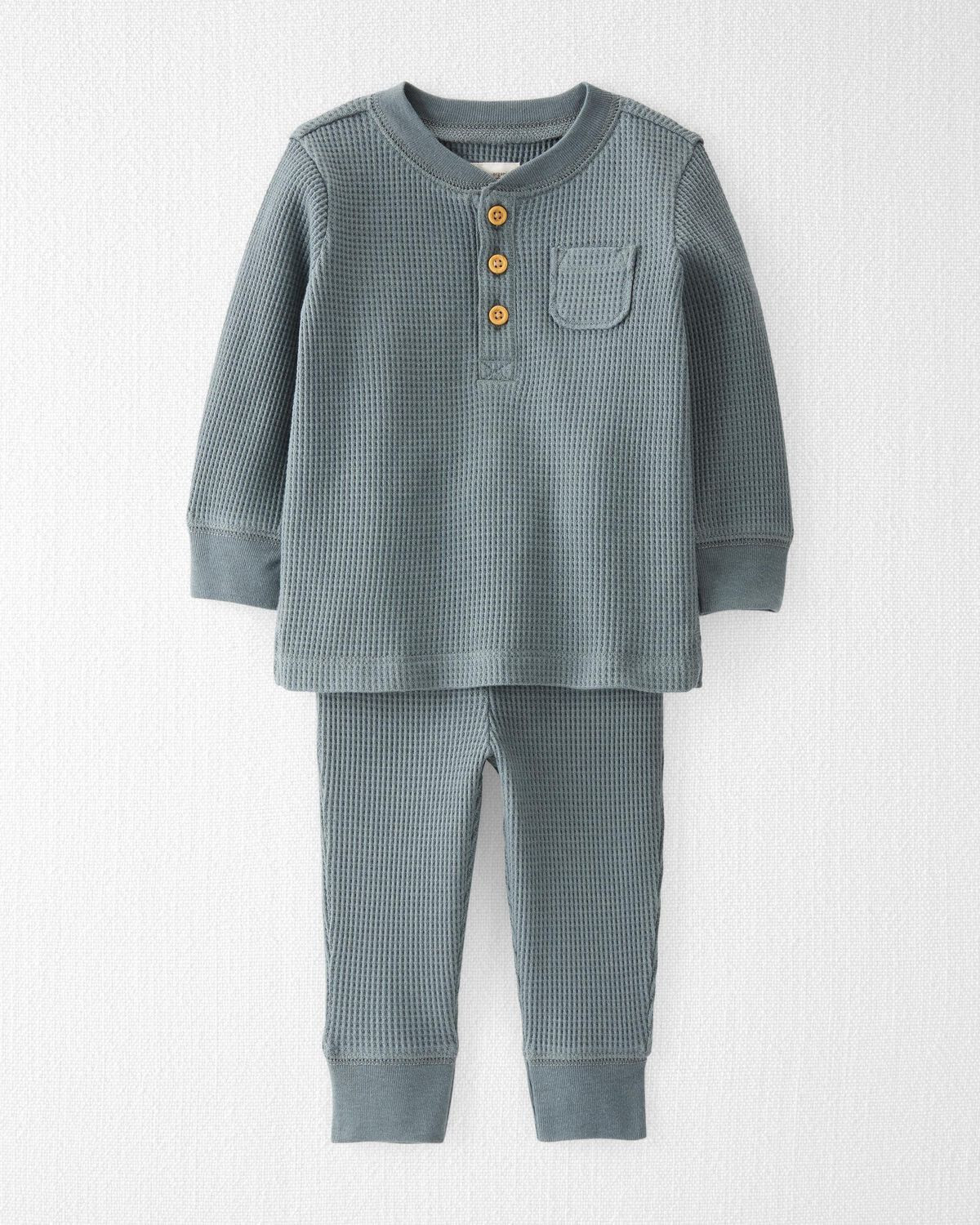 Aqua Slate Baby Organic Cotton Waffle Knit 2-Piece Set | carters.com | Carter's
