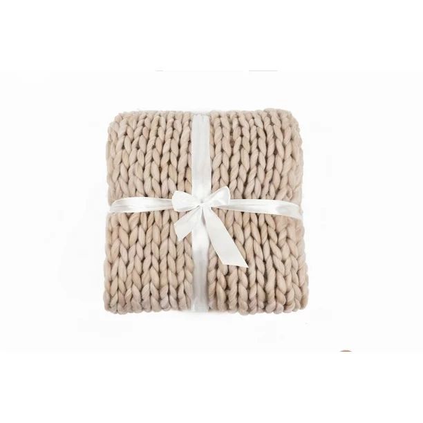 Silver One Chunky Knitted Throw Blanket, 50" x 60", Stone White Duo | Walmart (US)