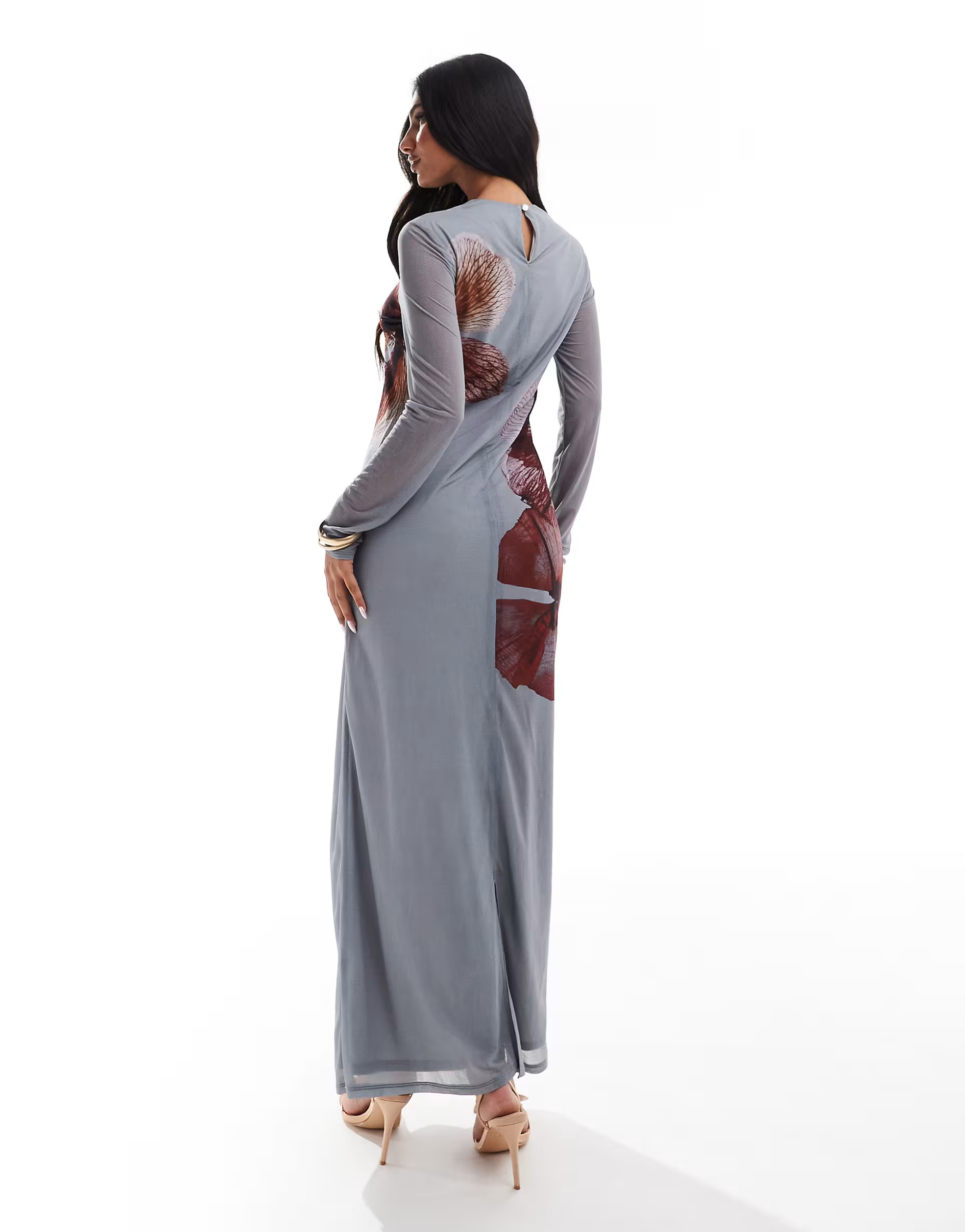 Daska maxi dress with placement floral in light blue | ASOS (Global)