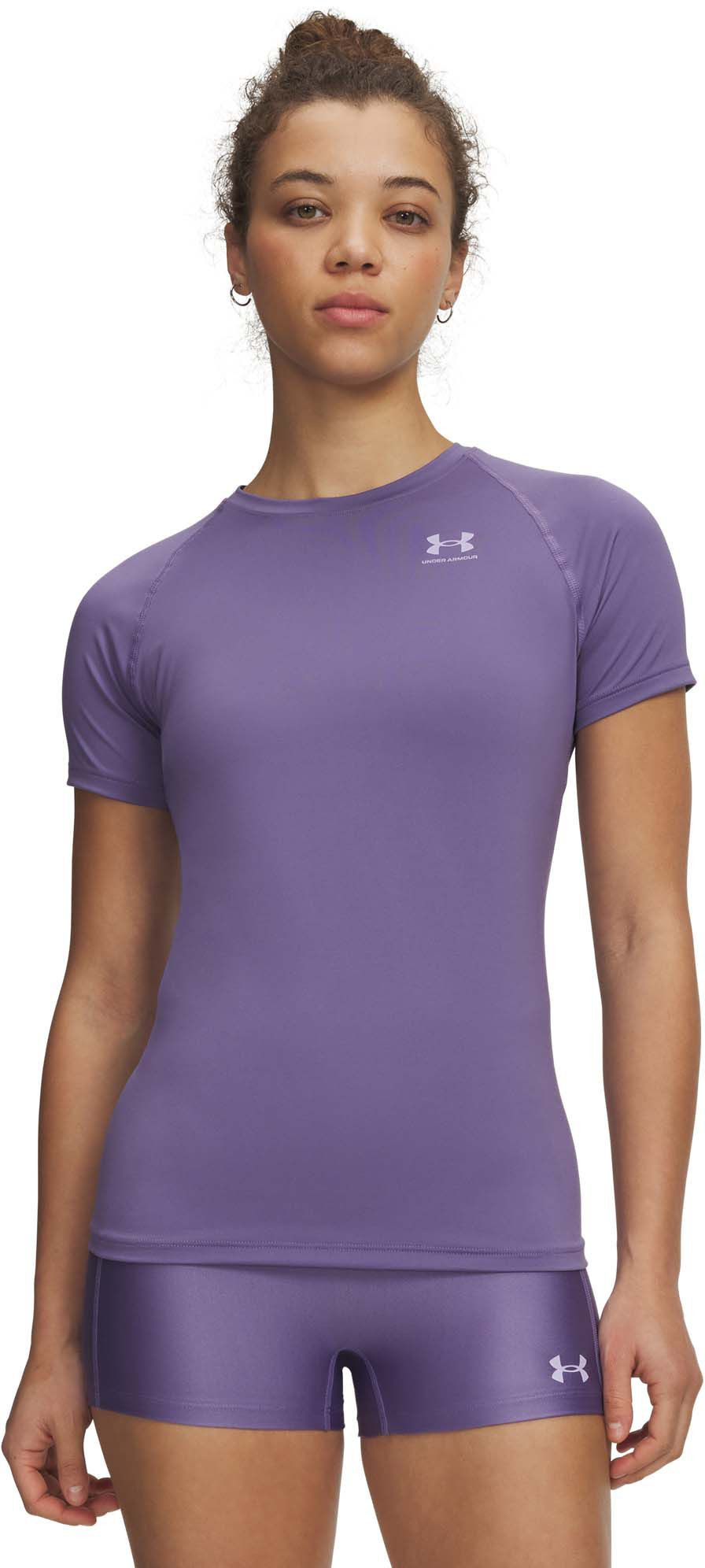 Under Armour Women's HeatGear Compression Short-Sleeve T-Shirt, Small, Purple Luxe/Purple Crest | Great Mother's Day Gift | DICK'S Sporting Goods