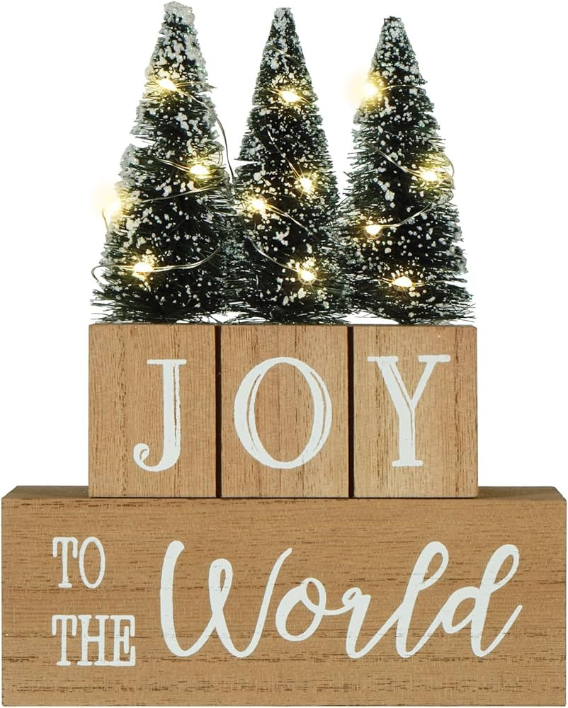 Christmas Tree Decorations for Home LED Lighted JOY to the World Decor with Time Farmhouse Winter... | Amazon (US)