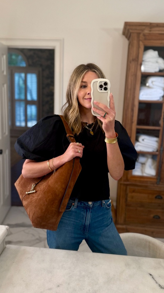 a classic black & brown outfit for fall 🖤 the puff sleeve top elevates a classic pair of denim. also obsessed with these leopard flats, a fun print for fall!

#LTKStyleTip #LTKSeasonal #LTKShoeCrush