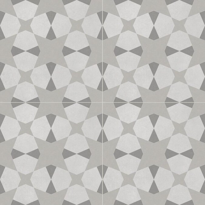 DELLA TORRE Avalon Gray 8-in x 8-in Glazed Porcelain Encaustic Tile | Lowe's