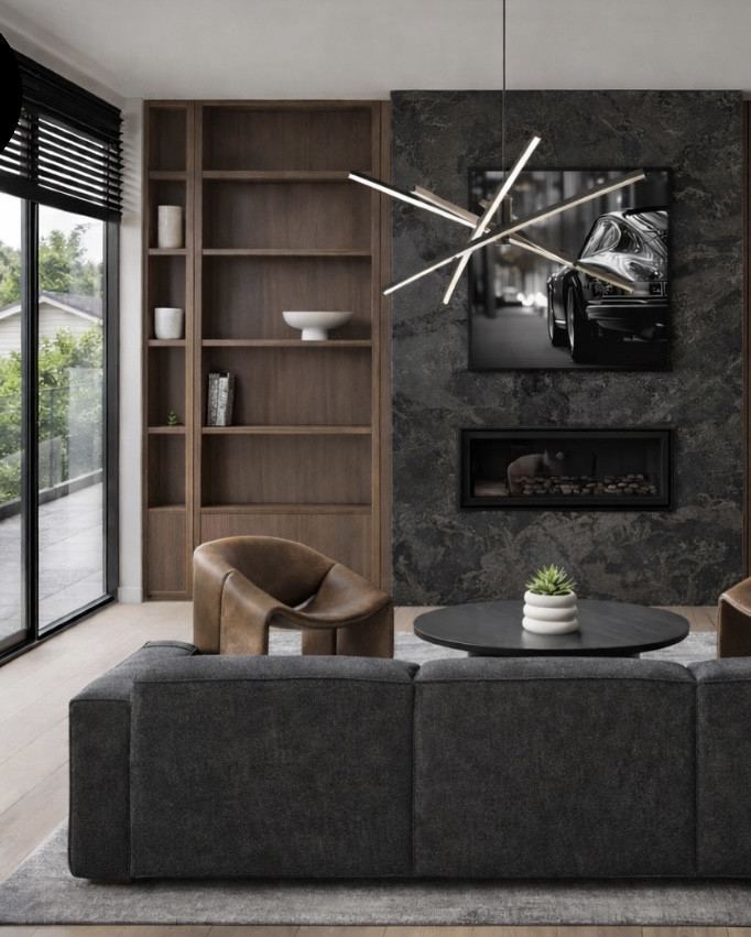 This is your sign to stop playing it safe with neutrals.

Dark stone, warm wood, leather accents, and sculptural lighting. Moody doesn’t mean cold, it means intentional. This space was designed to feel elevated, inviting, and just the right amount of dramatic.

Would you entertain here or unwind here? 


#LTKHome