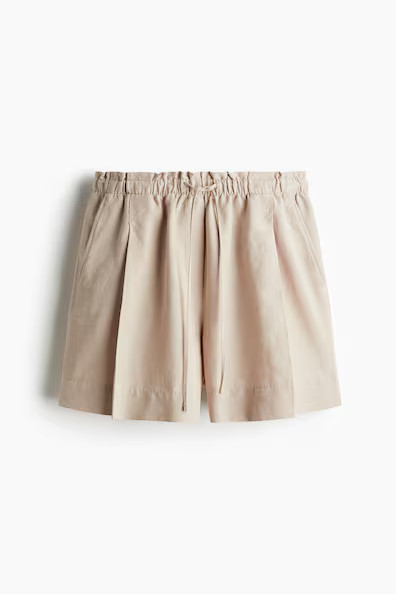 H & M - Linen-Blend Drawstring Shorts - Light Beige | H&M (US + CA)