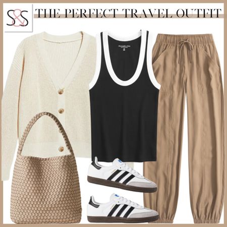 Tank, cardigan, and joggers! My favorite spring outfit! Pairing with adidas sambas sneakers, this outfit is great for spring or as your casual work outfit!

#LTKstyletip #LTKtravel #LTKworkwear