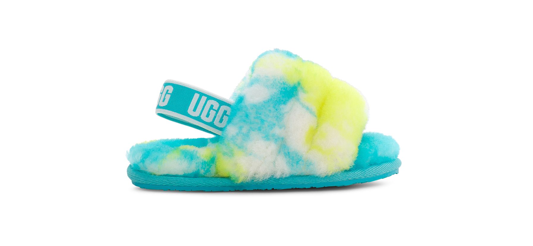 UGG Toddlers' Fluff Yeah Slide Marble Sheepskin Slippers in Oasis Blue/Sulphur, Size 7 | UGG (US)