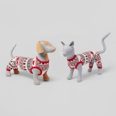 Holiday Fairisle Cotton Matching Family Dog and Cat Pajamas - Red - Wondershop™ | Target