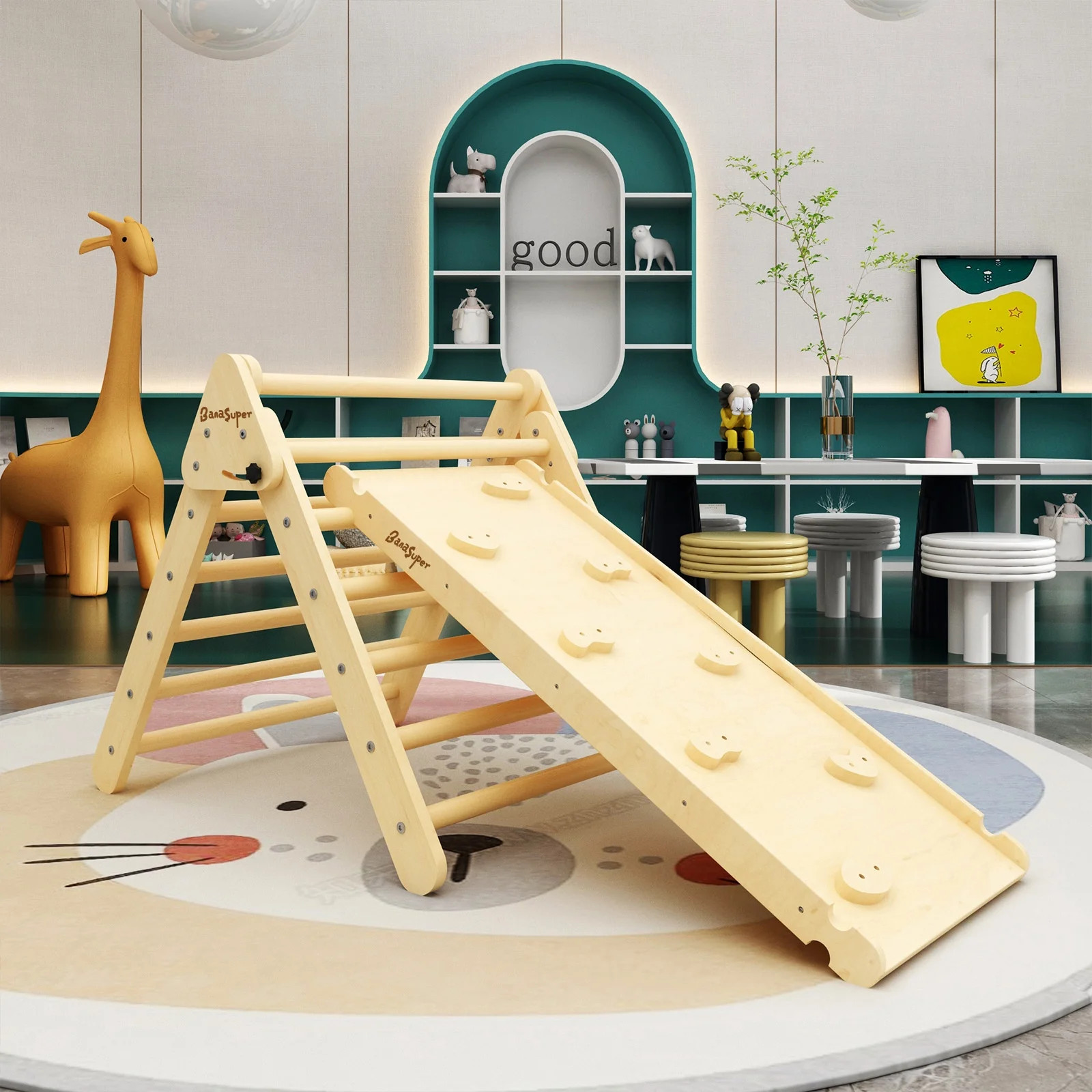 Banasuper Pikler Triangle Foldable Wooden Climbing Triangle Ladder for Climbing Indoor Kids Play ... | Walmart (US)