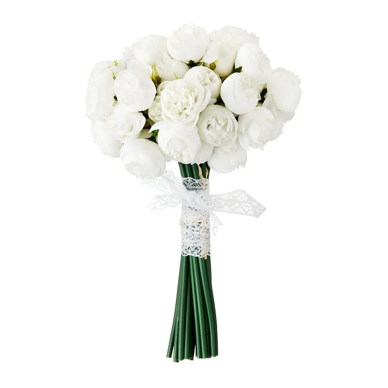 Artificial White Peony Flower Bouquet, 11.8" , by Way To Celebrate | Walmart (US)