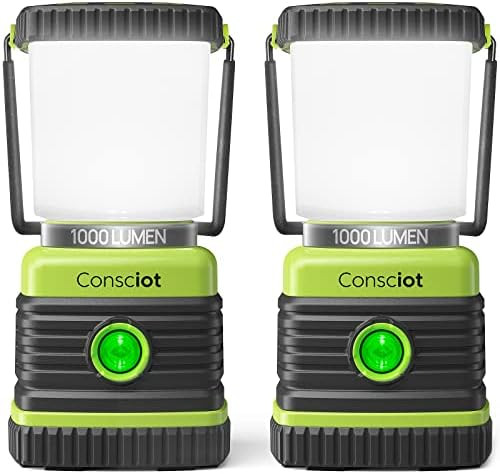 Consciot LED Battery Powered Camping Lantern, 1000LM, 4 Light Modes, IPX4 Waterproof Portable Ten... | Amazon (US)