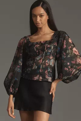 By Anthropologie Sheer Balloon-Sleeve Blouse | Anthropologie (US)
