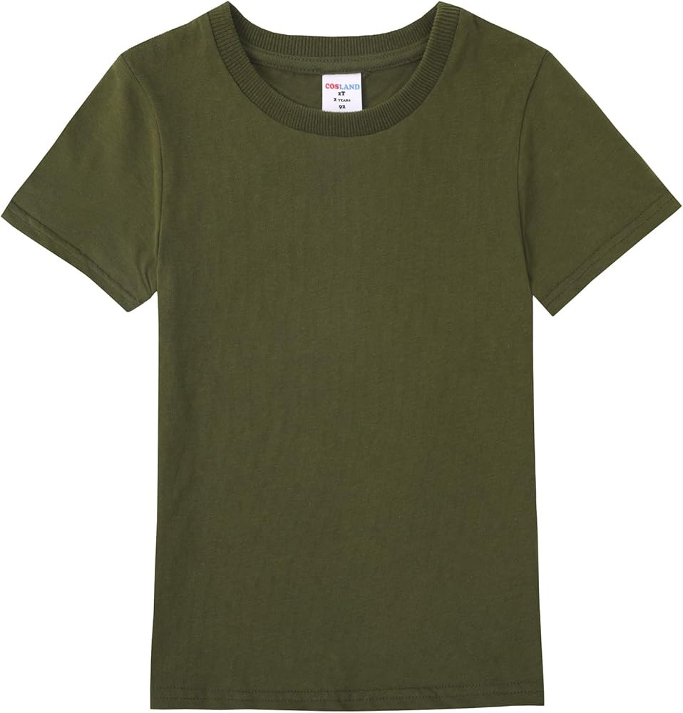 COSLAND Boys' 100% Cotton Heavyweight Short Sleeve Crewneck T Shirt | Amazon (US)