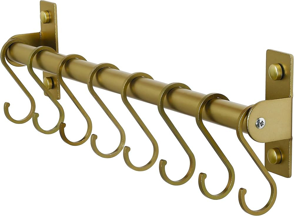 Dseap Kitchen Utensil Holder Hanger, Pot and Pan Rack wall mounted, Kitchen Rail with 8 Hooks for... | Amazon (US)