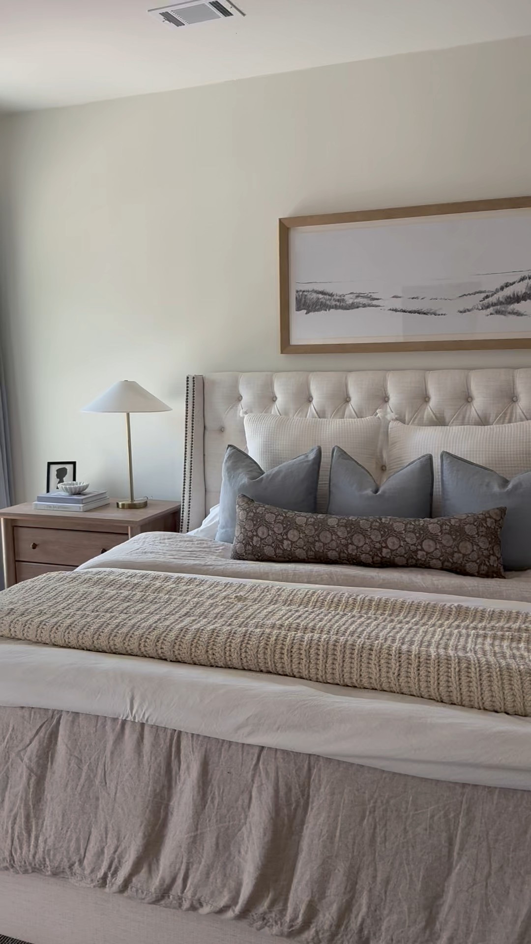 Duvet. Throw pillows. Neutral bedding.  Bamboo sheets. Nightstands. Table lamp. Bedroom wall art  

#LTKHome