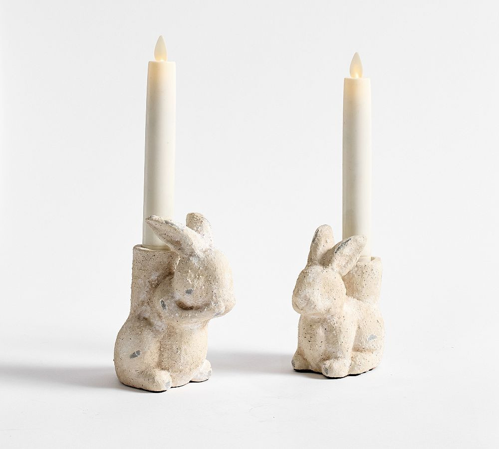Rustic Bunny Taper Holder | Pottery Barn (US)