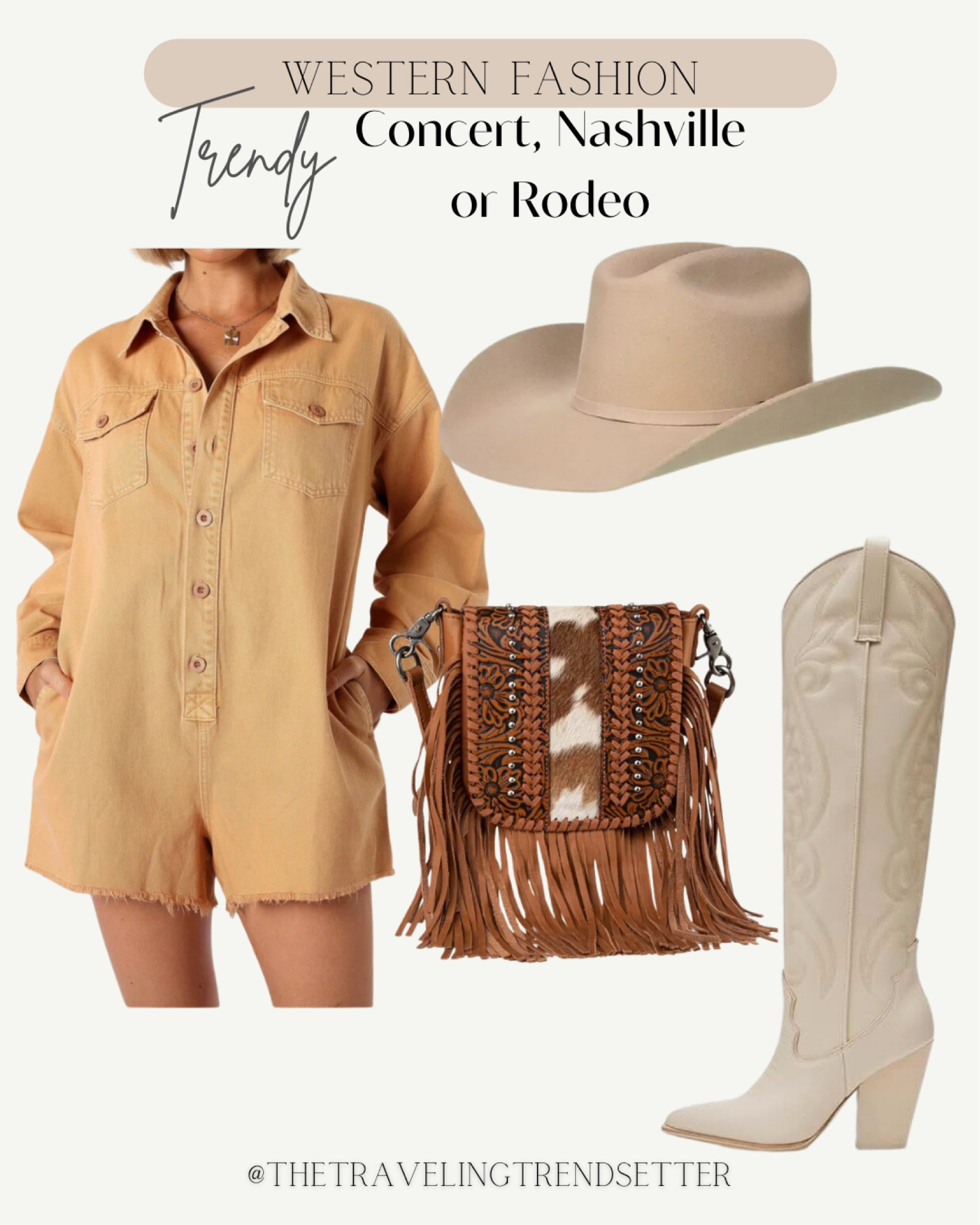 Western bashing, cowboy hat, cowboy boots, French purse, cowhide, romper,, spring outfit, Nashville, outfit, country concert, country, western outfit, rodeo, Houston, rodeo, Boho, comfy, casual

#LTKfindsunder50 #LTKfindsunder100 #LTKstyletip