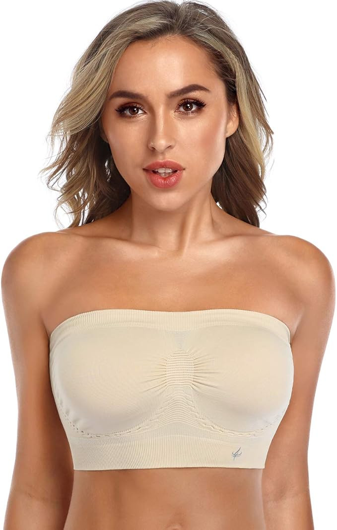ANGOOL Strapless Comfort Wireless Bra with Slip Silicone Bandeau Bralette Tube Top | Amazon (US)