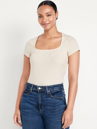 Square-Neck Ribbed T-Shirt | Old Navy (US)