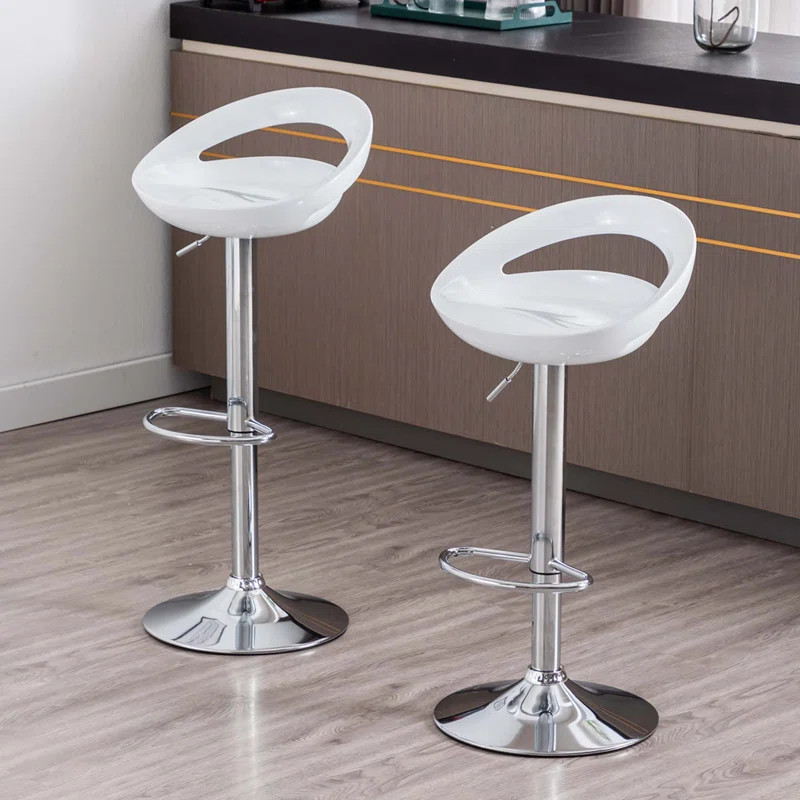 White Heider Swivel Adjustable Height Bar Stool (Set of 2) | Wayfair Professional