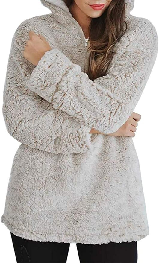 MIROL Women's Long Sleeve 1/4 Zipper Pullover Sherpa Fleece Winter Oversized Outwear Sweatshirt C... | Amazon (US)