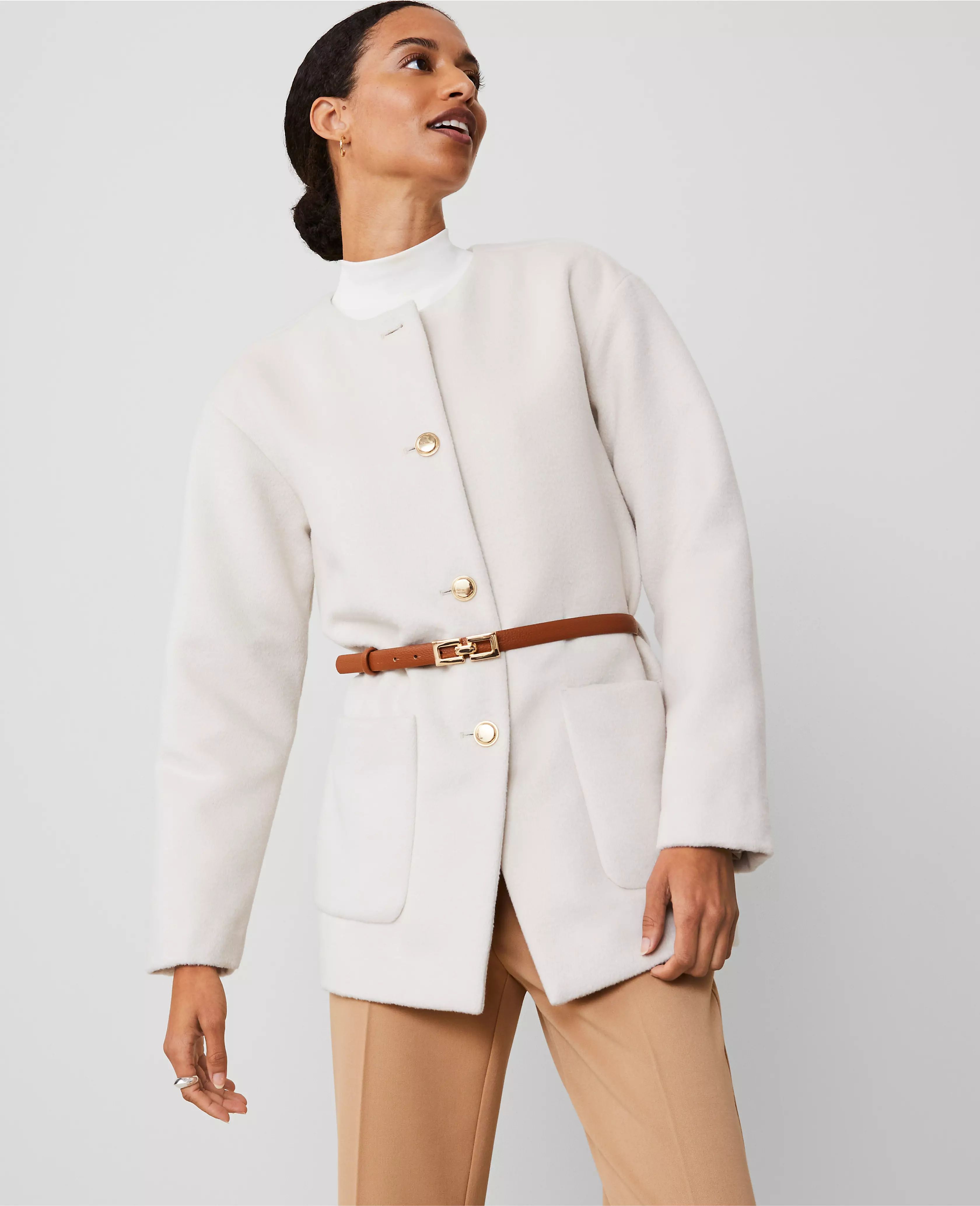 Crew Neck Belted Coat | Ann Taylor (US)