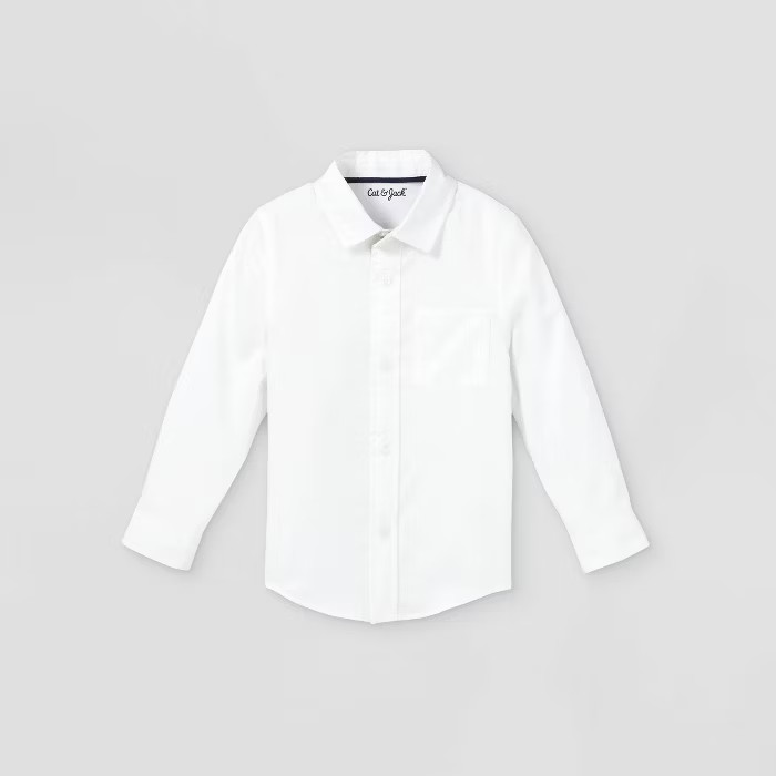 Toddler Boys' Oxford Woven Long Sleeve Button-Down Shirt - Cat & Jack™ White | Target