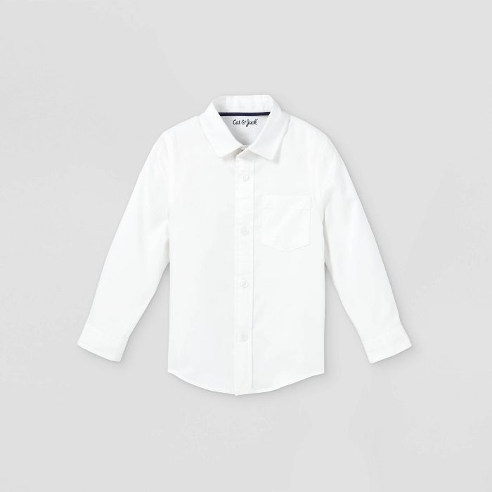 Toddler Boys' Oxford Woven Long Sleeve Button-Down Shirt - Cat & Jack™ White | Target