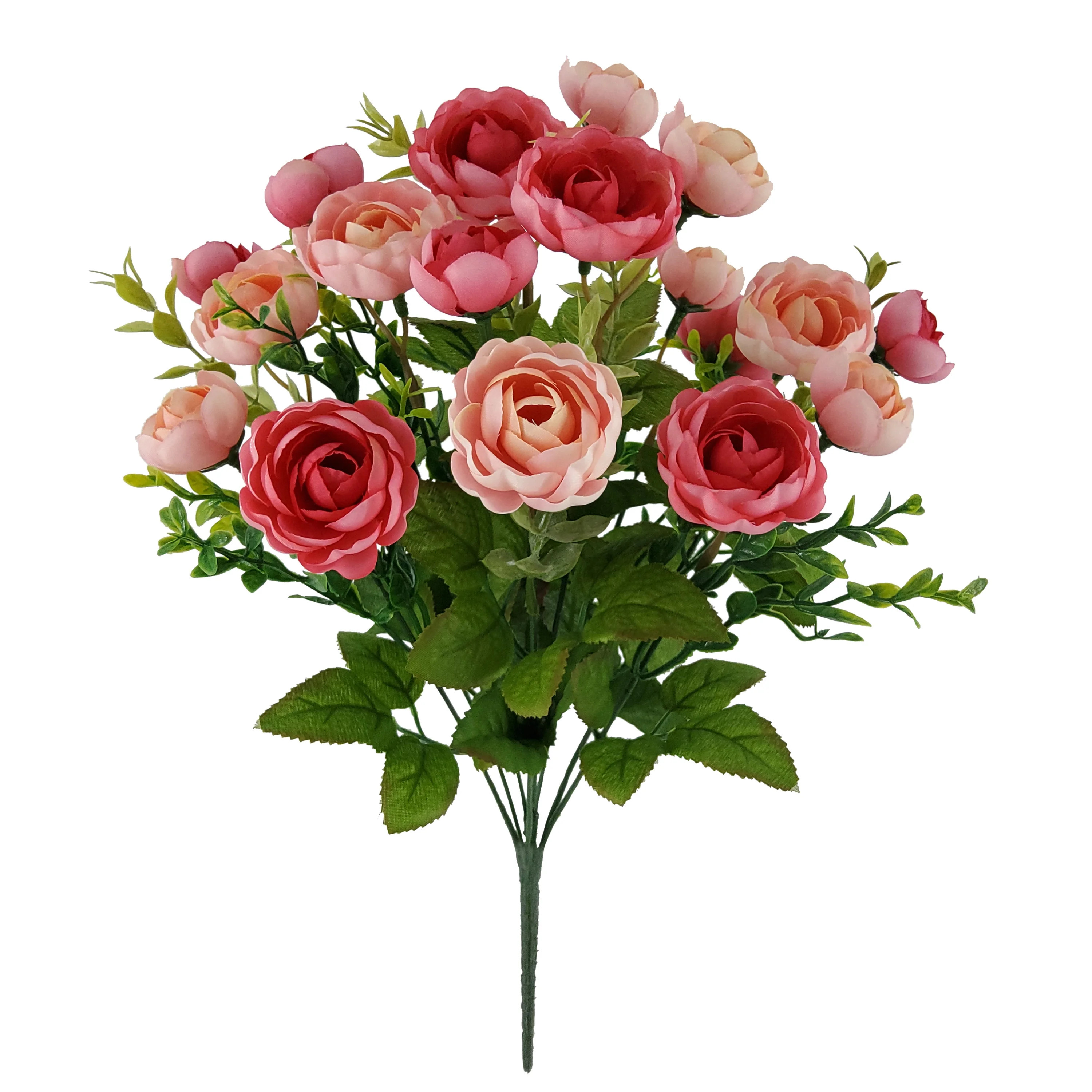 Mainstays Indoor 17 in Artificial Polyester Mini Ranunculus Bush, Pink Color. | Walmart (US)