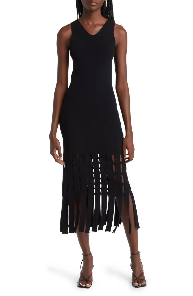 Kaia Fringe Detail Knit Midi Dress | Nordstrom