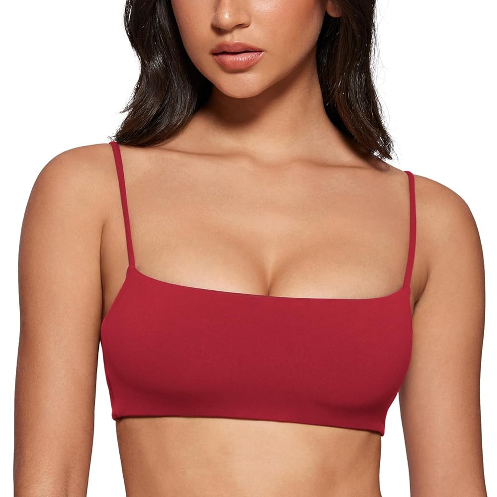 Women's Square Neck Sports Bra Spaghetti Strap Padded Cami Yoga Wireless Square Back Workout Bra ... | Amazon (US)