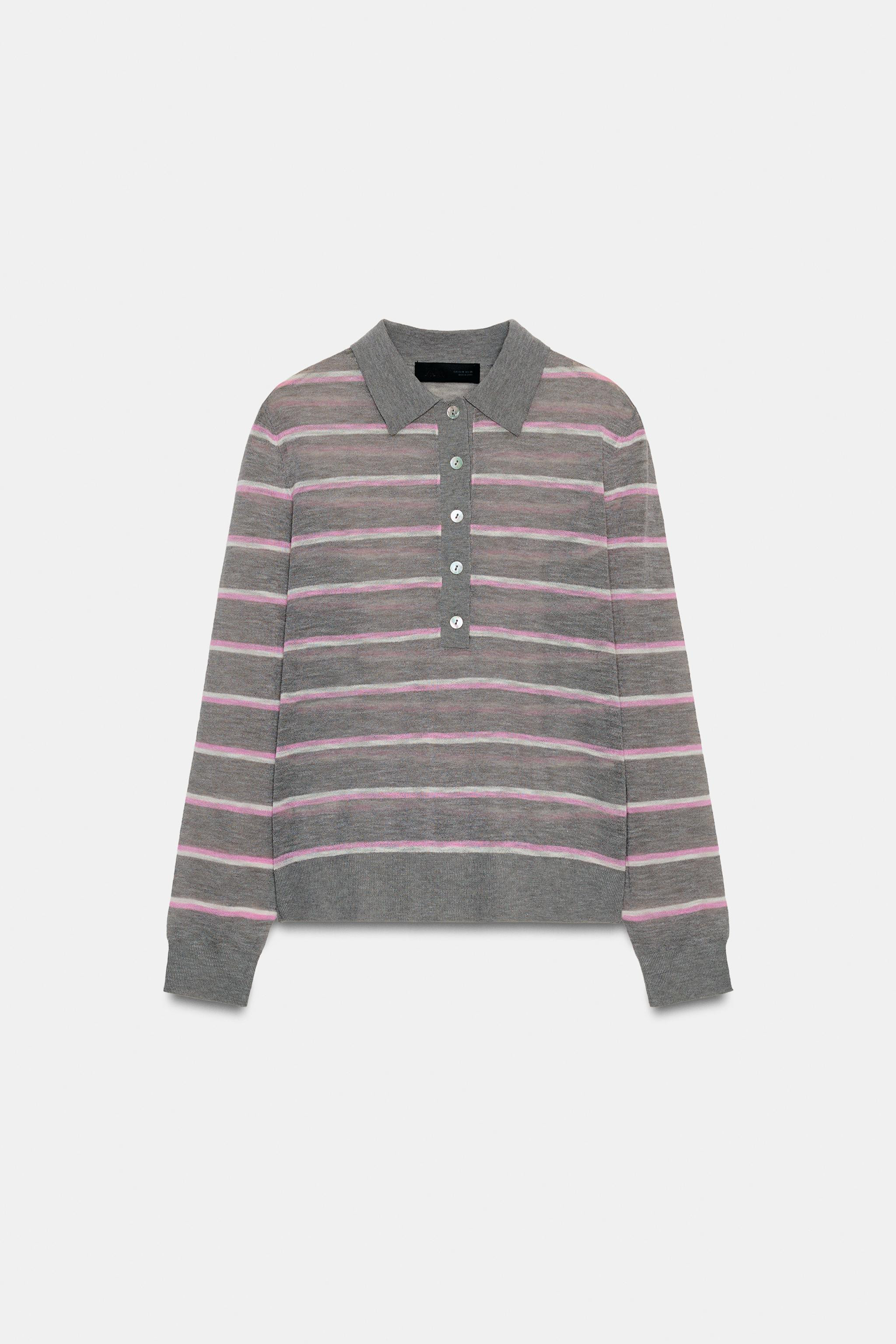 FINE-KNIT WOOL BLEND STRIPED POLO SHIRT | Zara US