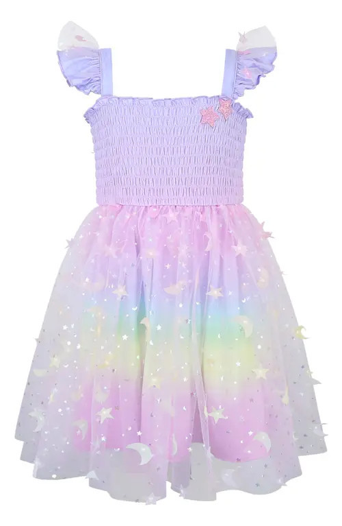 Zunie Kids' Glitter Flutter Sleeve Smocked Bodice & Tulle Skirt in Orchid Multi at Nordstrom, Size 8 | Nordstrom