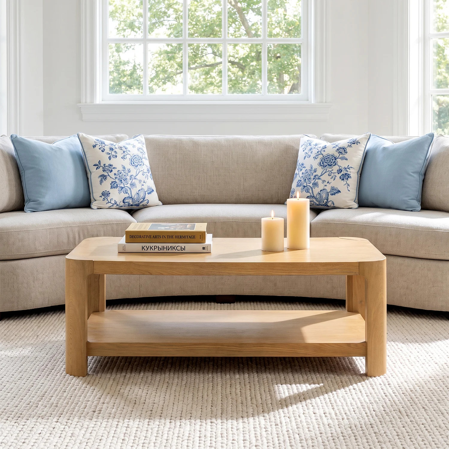 Alonso 47.875''W  Modern Manchurian Ash Wood Veneer Coffee Table with Thick Tabletop and Durable Protective Finish | Wayfair North America