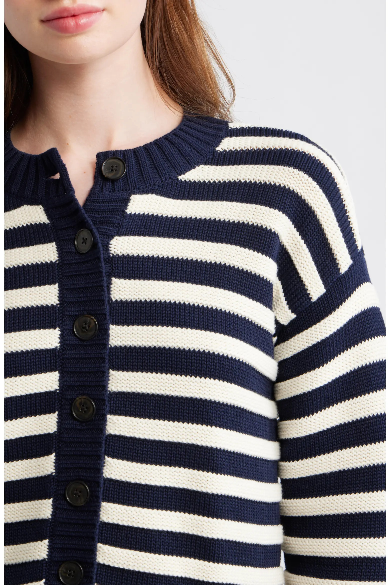 Button Front Cotton Crewneck Cardigan (Women) | Nordstrom | Nordstrom