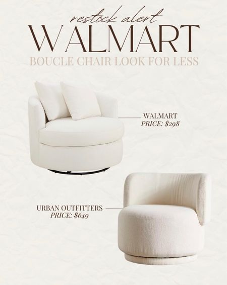 Walmart Boucle chair for less! Restocked for pre-sale!

Lee Anne Benjamin 🤍

#LTKunder50 #LTKsalealert #LTKhome
