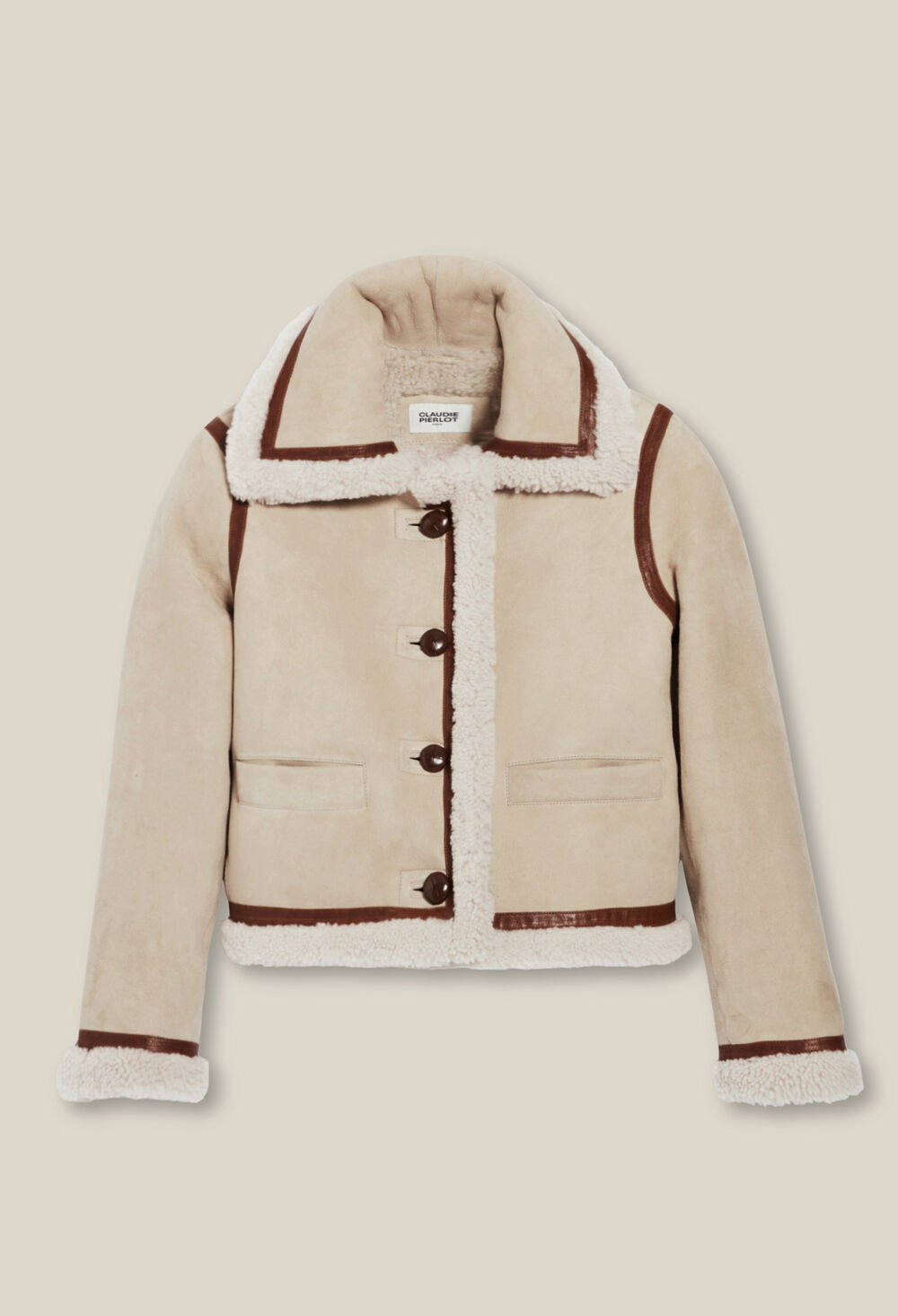 Veste peau lainée beige | Claudie FR | Claudie Pierlot (FR, DE, ES, UK)