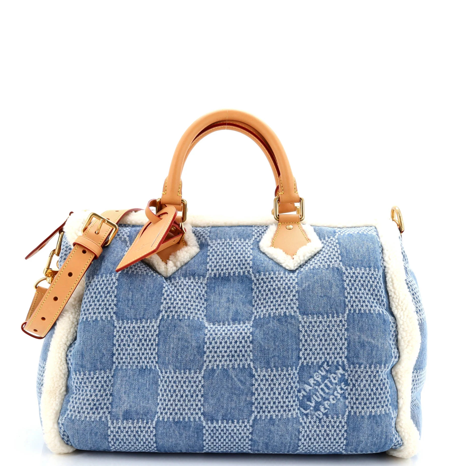 Pre-Owned Louis Vuitton Speedy Bandouliere Bag 3D Damier Denim with Shearling 40 By Rebag | Walmart (US)