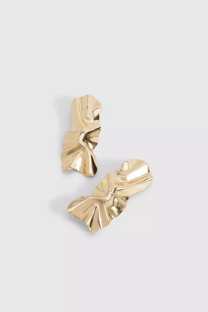 Gold Abstract Rectangle Earrings | boohoo (US & Canada)