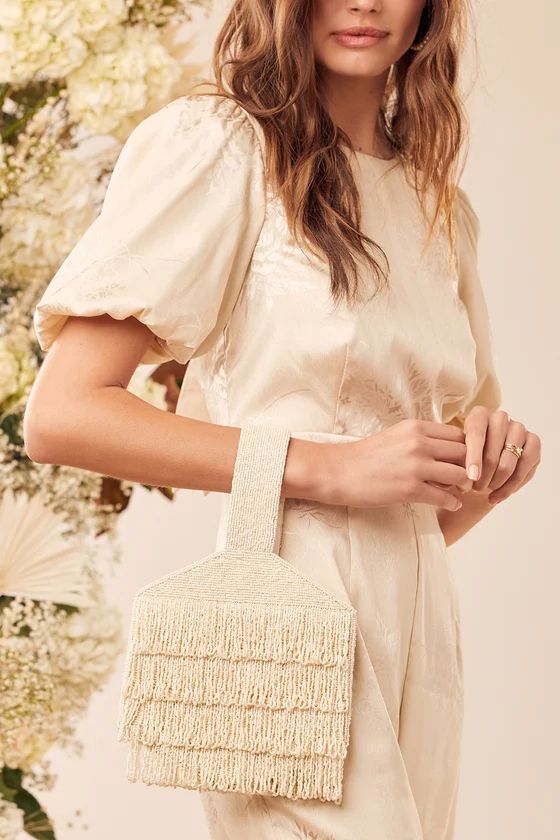 Take the Moment Cream Beaded Fringe Handbag | Lulus (US)