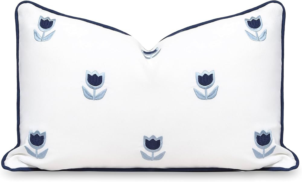 Hofdeco Premium Coastal Patio Indoor Outdoor Lumbar Pillow Cover Only, 12"x20" Water Repellent fo... | Amazon (US)