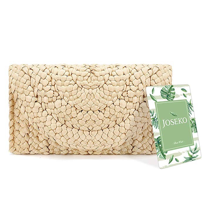 Straw Clutch Purse, JOSEKO Women Straw Envelope Bag Wallet Summer Beach Bag | Amazon (US)