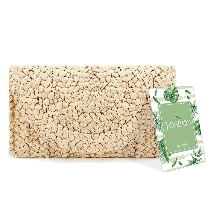 Straw Clutch Purse, JOSEKO Women Straw Envelope Bag Wallet Summer Beach Bag | Amazon (US)