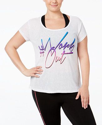 Material Girl Active Plus Size Open-Back Graphic T-Shirt, Only at Macy's | Macys (US)