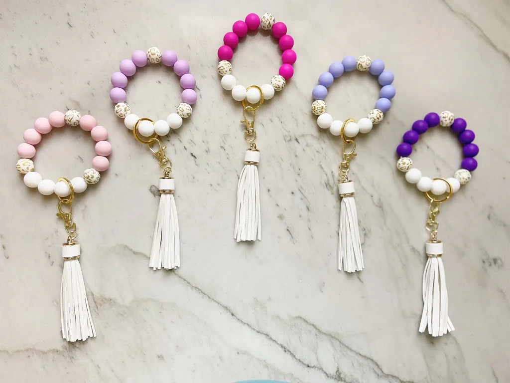 Color Wheel O Wristband Keychain: Pink & Purple Palette | Lanyard Lovebirds