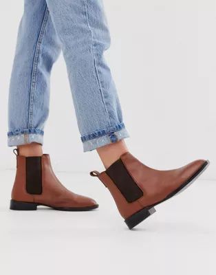 ASOS DESIGN April leather chelsea boots in tan | ASOS US