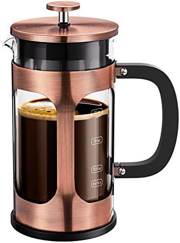 BAYKA French Press Coffee Maker, Glass Classic Copper 304 Stainless Steel Coffee Press, Cold Brew He | Amazon (US)